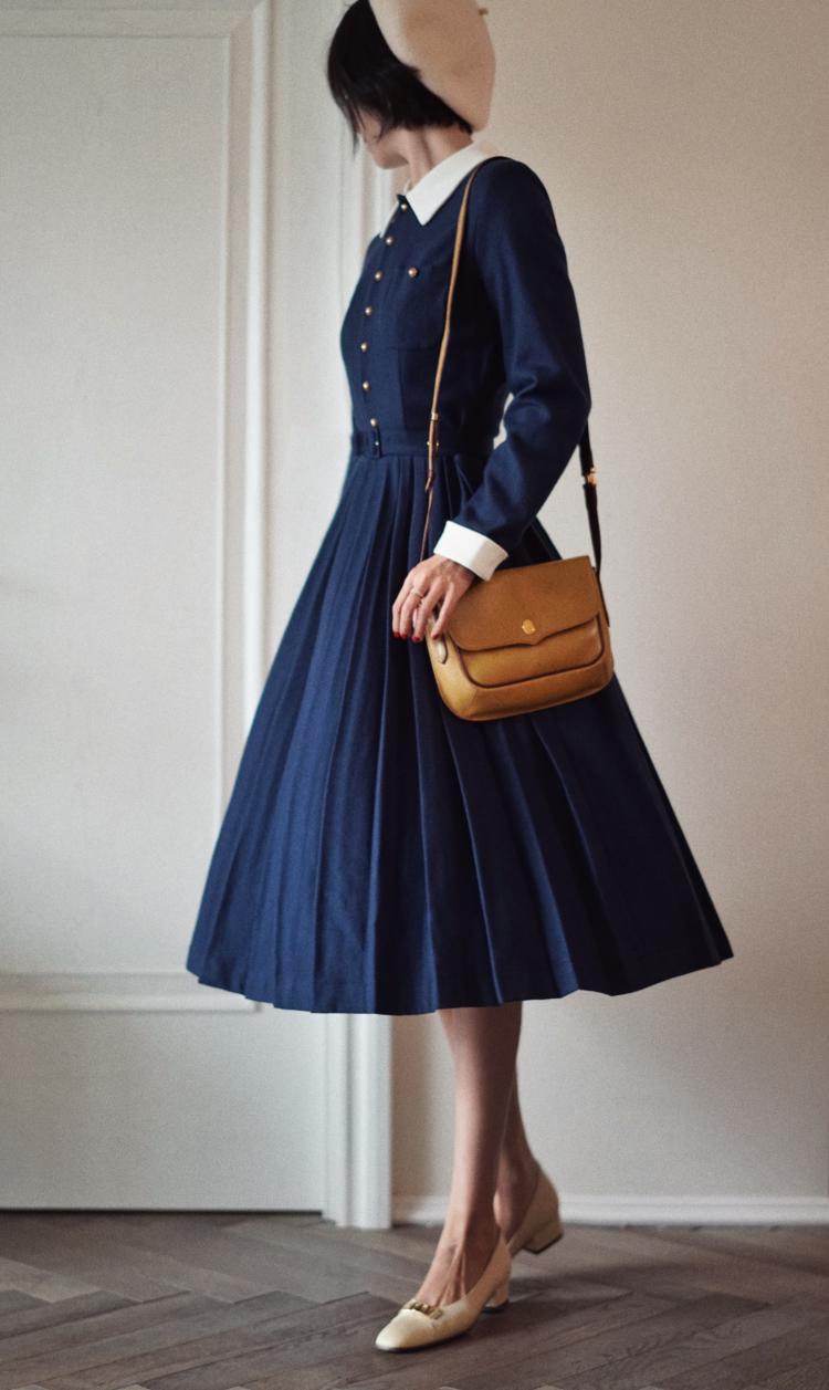Navy blue classic dress