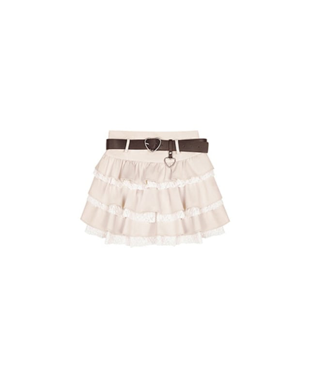 Princess Girl Lace Tiered Miniskirt & Heart Belt – remulia