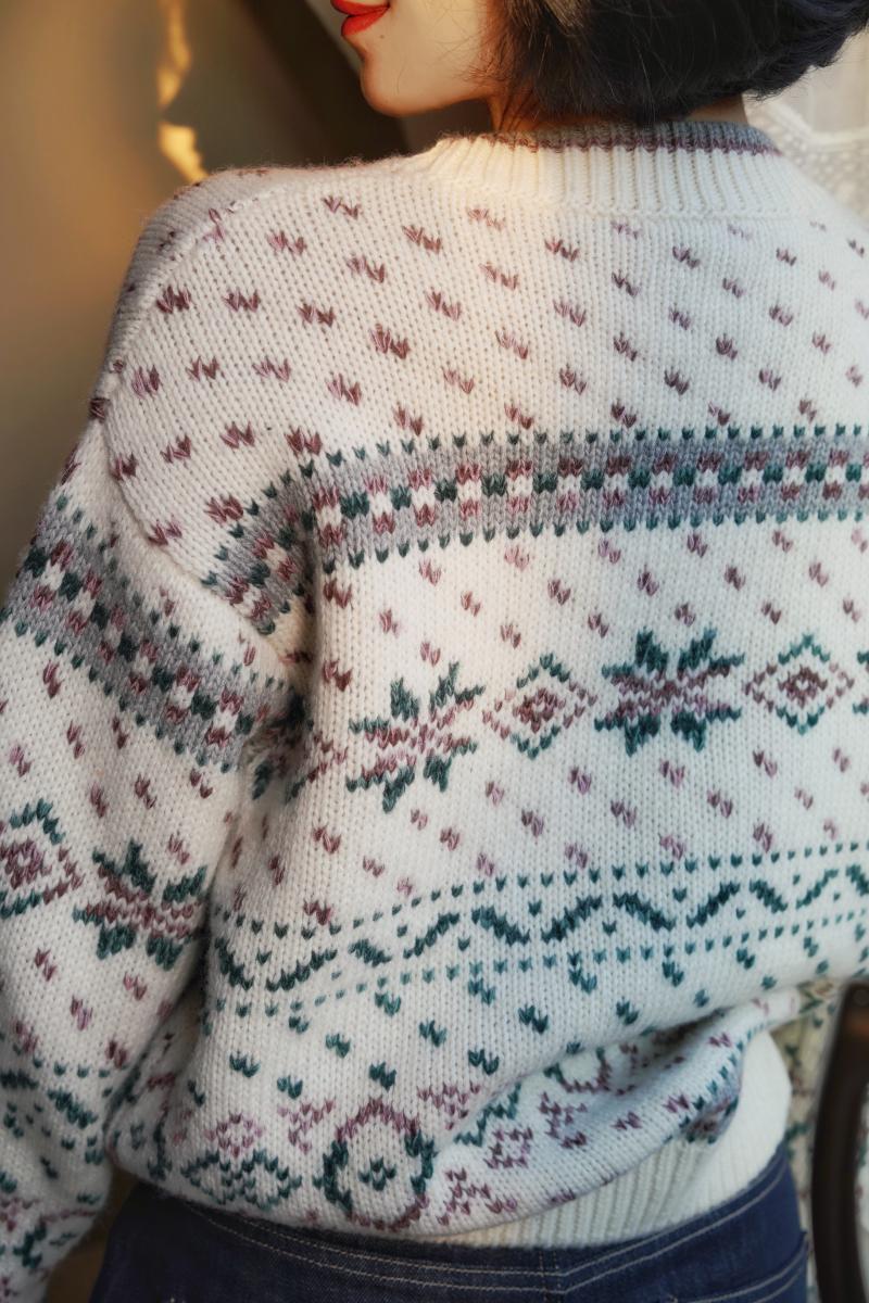 北欧フェアアイル模様ウールセーター