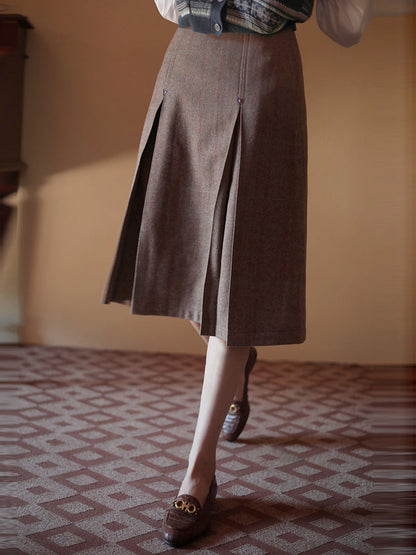 英国格子縞レトロツイードスカート