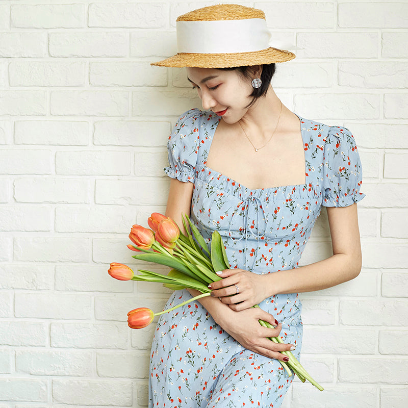 Showa retro flower pattern dress – remulia