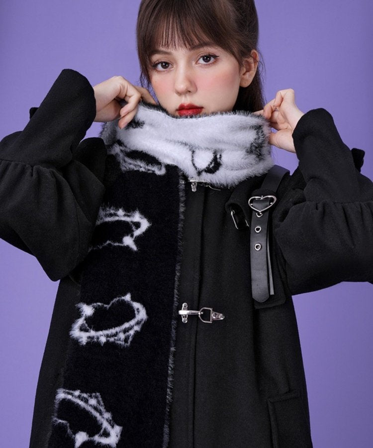 Punk Girl Heart Pattern Shaggy Knit Muffler – remulia