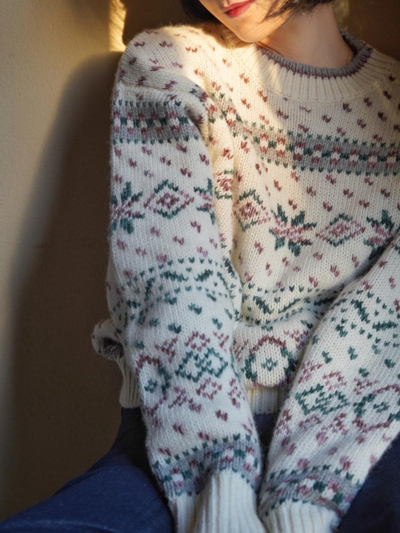 北欧フェアアイル模様ウールセーター