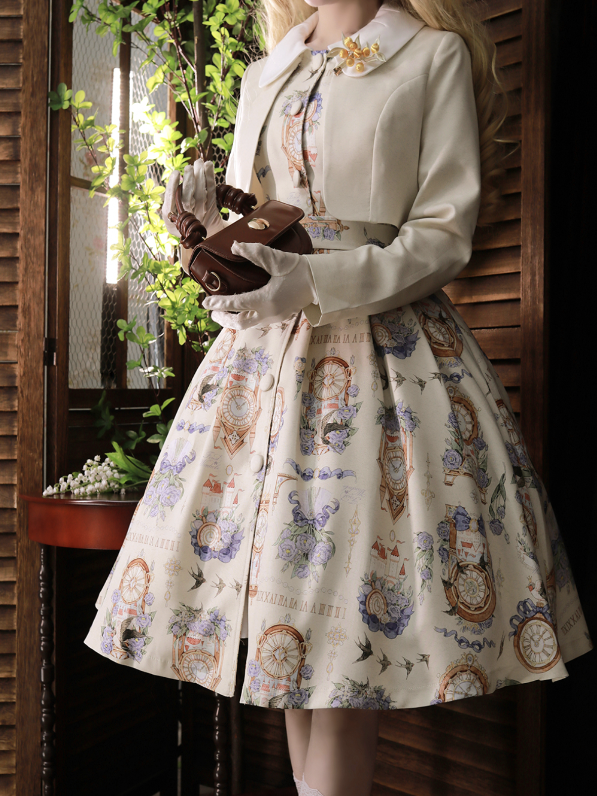 Western clock classical dress / short jacket (beige) – remulia Western clock classical dress / short jacket (beige) – remulia