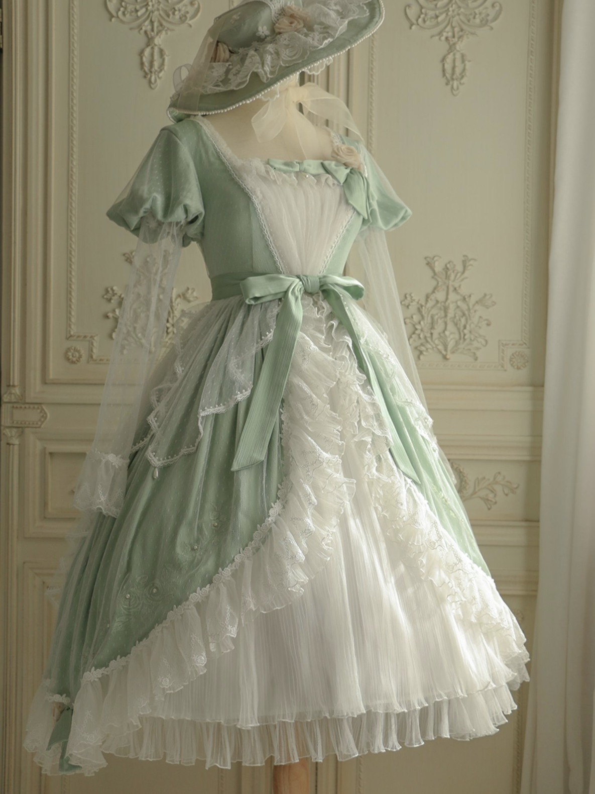 Light green queen lace-up classical dress – remulia Light green queen lace-up classical dress – remulia