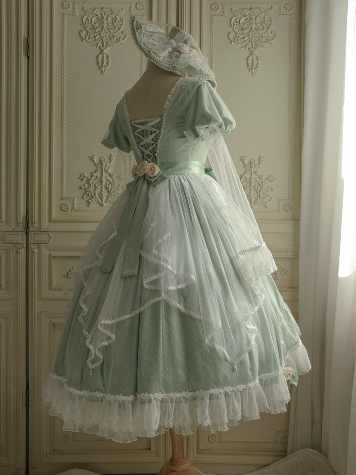 Light green queen lace-up classical dress – remulia Light green queen lace-up classical dress – remulia