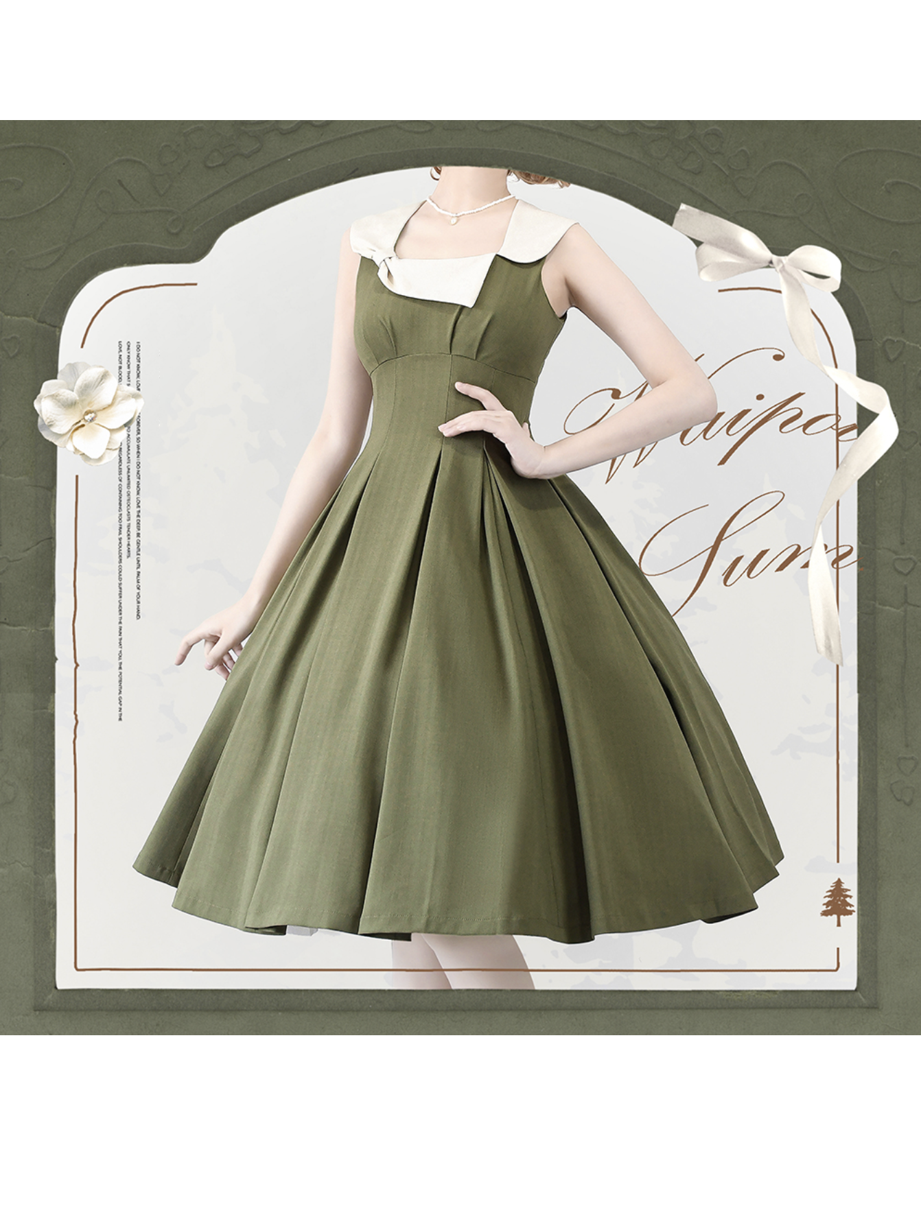 Paris lady's classical dress and short jacket (moss green) – remulia