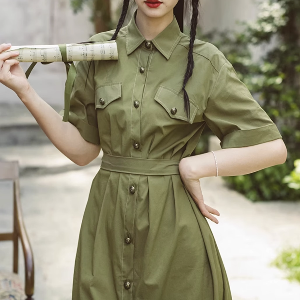 Olive green work sales dress