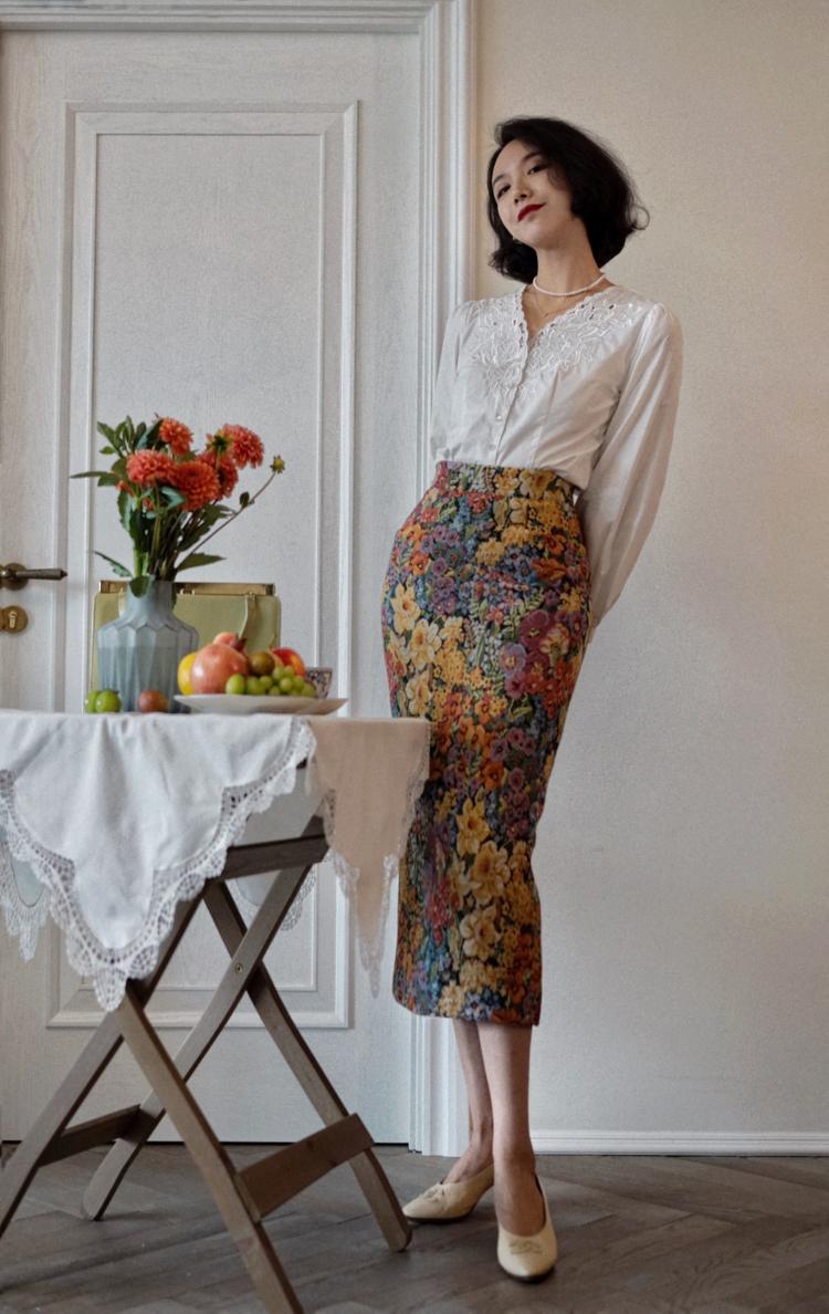 Floral pencil 2025 skirt vintage