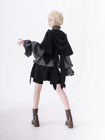 黒兎のお嬢様のフードジャケットとリボンブラウスとハーフパンツ[2023年7月中旬発送予定]