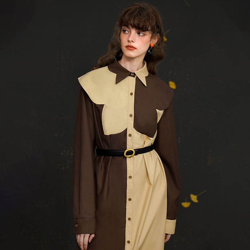Dark Brown Leaf Blouse and Long Shirt Dress – remulia