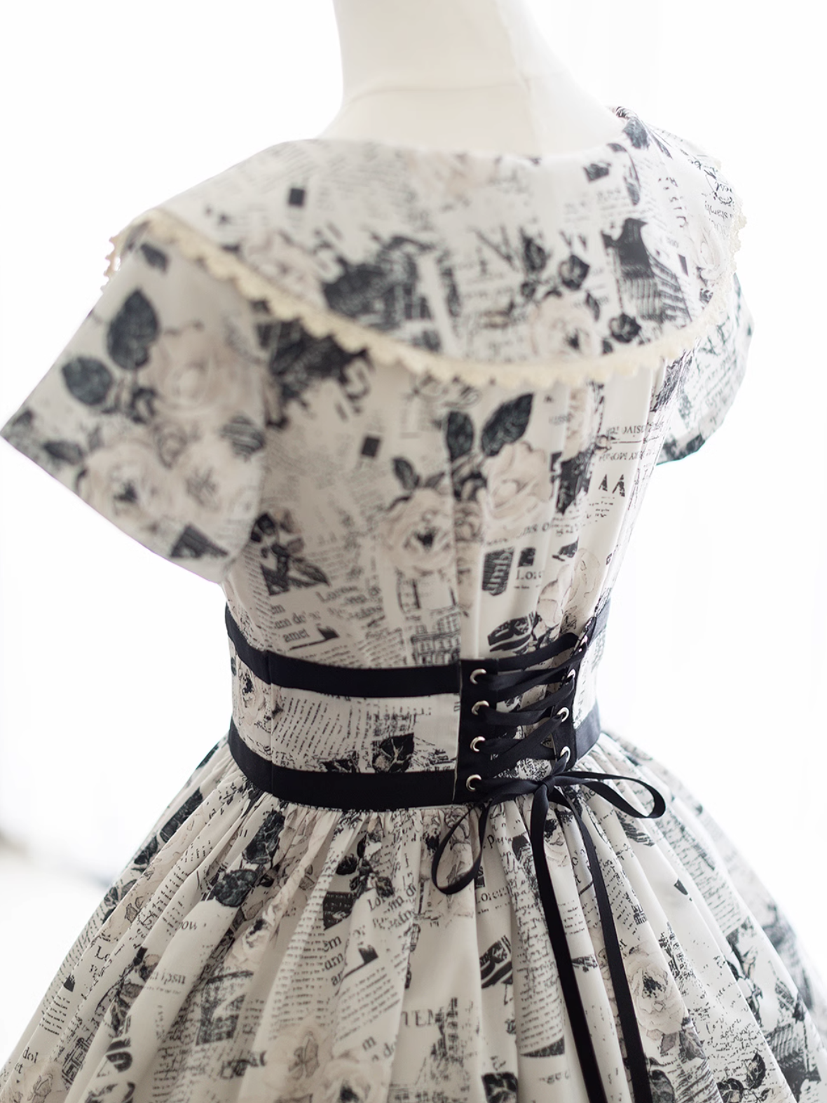 Western newspaper & white rose corset dress – remulia Western newspaper & white rose corset dress – remulia