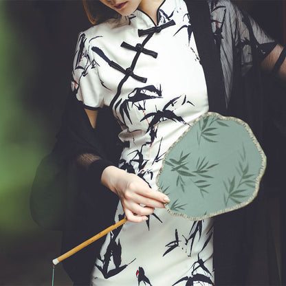 竹林の水墨画チャイナワンピース