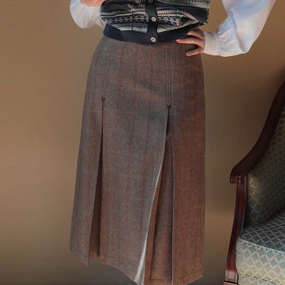 英国格子縞レトロツイードスカート