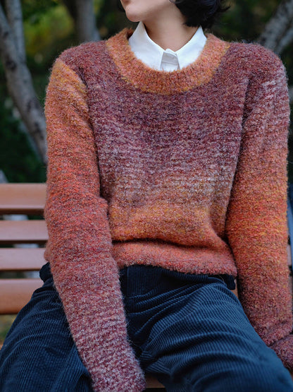 彩色階調ニットセーター