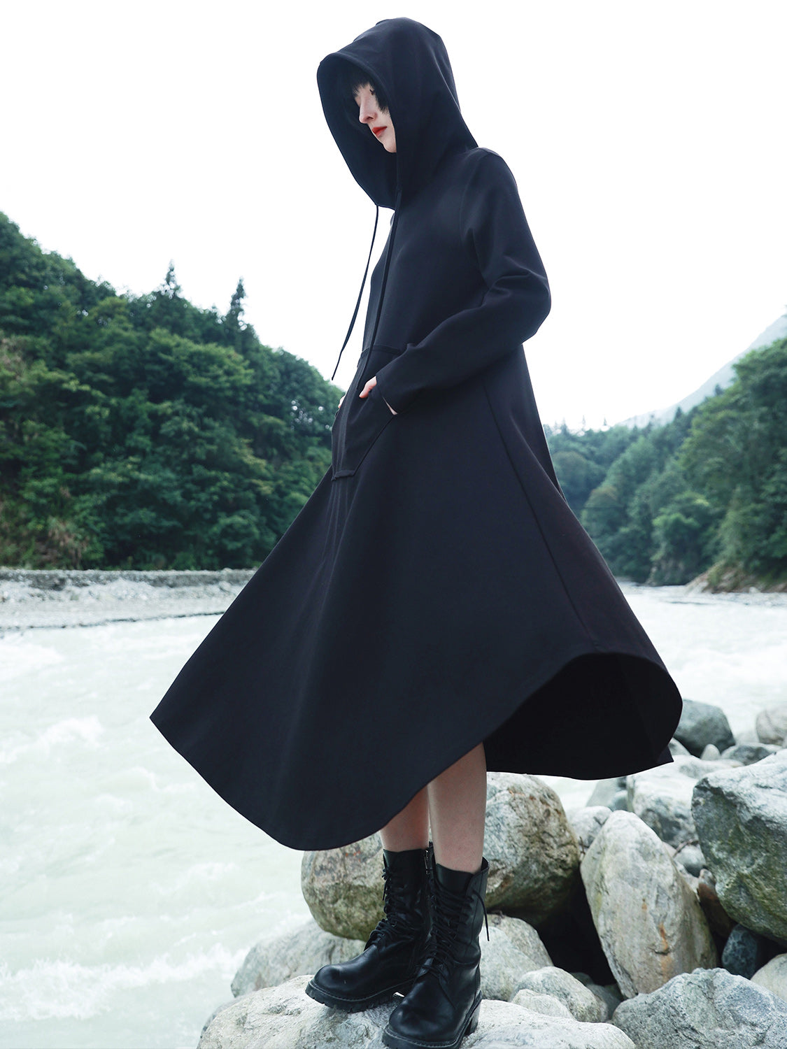 extra long hoodie dress JOAU Women Casual Hoodies Long Sleeve Split Hem Drawstring Hooded Long Maxi Sweatshirt Dress with Pockets 2026 Fall Fashion Army Green at Amazon Women's Clothing store