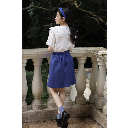 azure sky blue half skirt