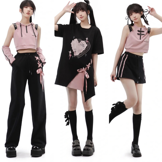 Maiden in love T-shirt,  Long pants, Short top and Short Culotte