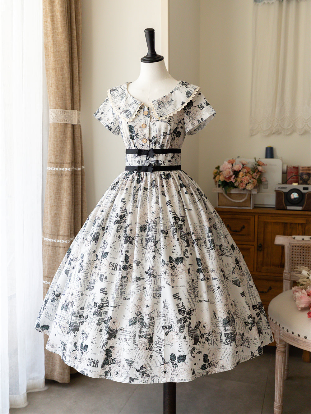 Western newspaper & white rose corset dress remulia Western newspaper & white rose corset dress remulia