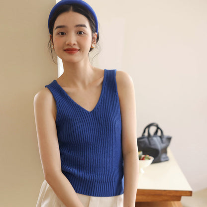 French knit cardigan and tank top
