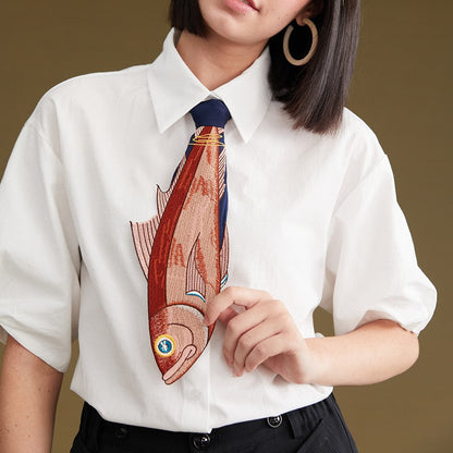 お魚刺繍ネクタイ