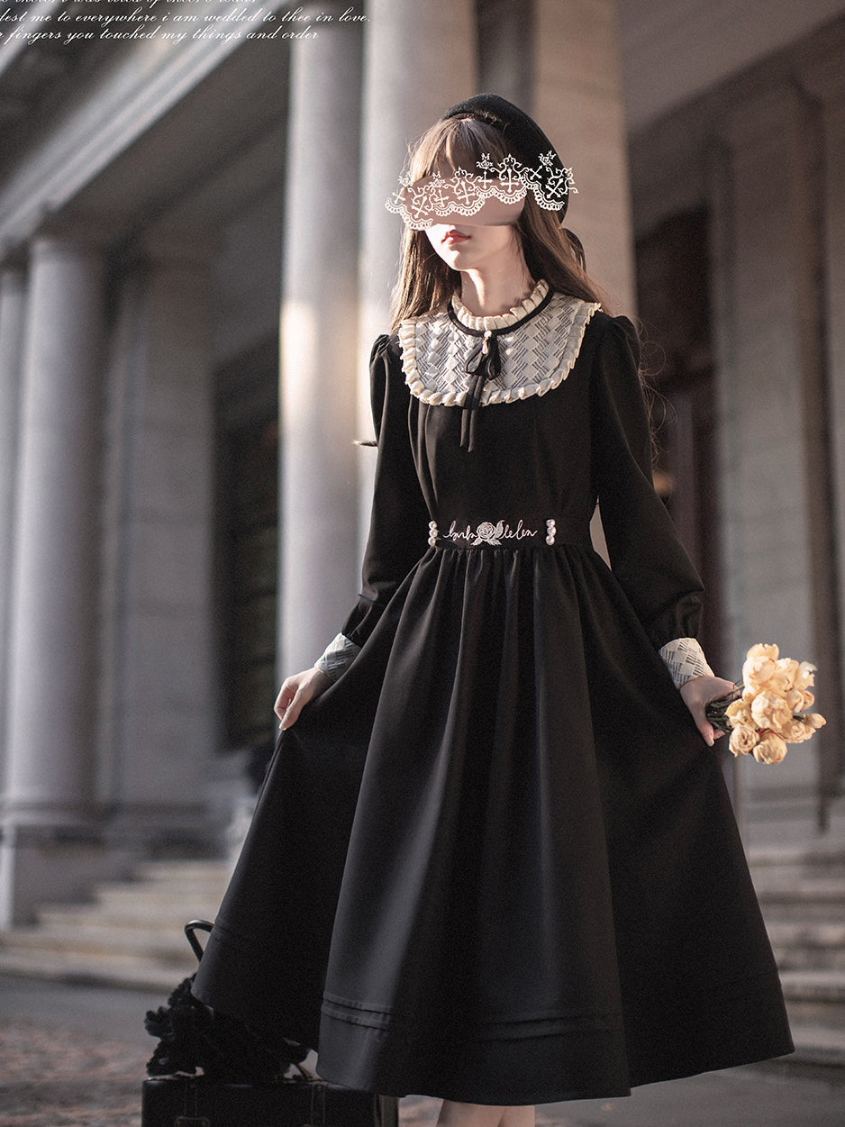 young lady black literary dress & shawl remulia young lady black literary dress & shawl remulia