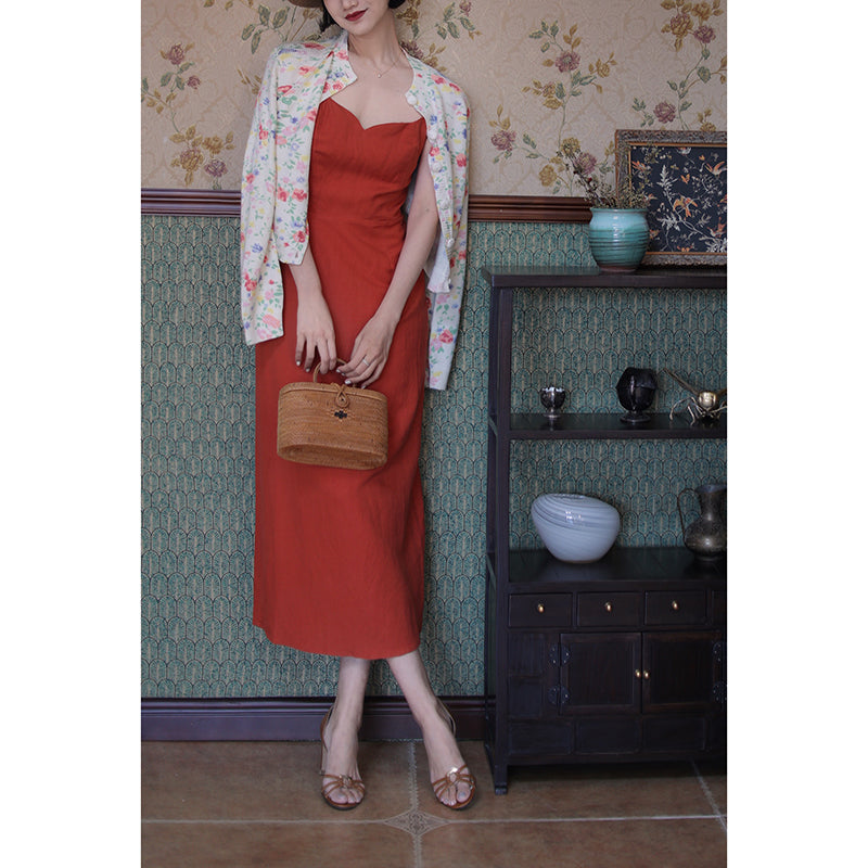 red camisole dress Gela Spaghetti Strap Camisole Dress - RED
