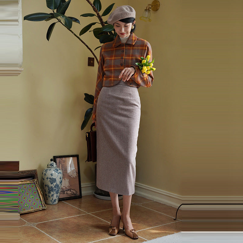 Crimson Lady Tweed Tube Skirt