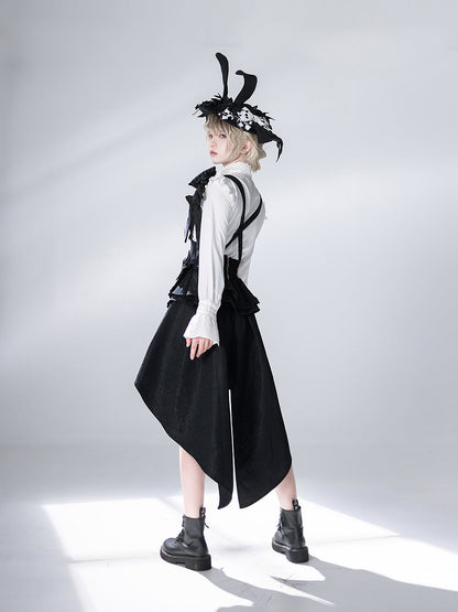 公爵騎士のジャガードコルセットと刺繍ブラウスとストライプハーフパンツとストライプバックリボンとリボンブローチと帽子[2023年7月中旬発送予定]