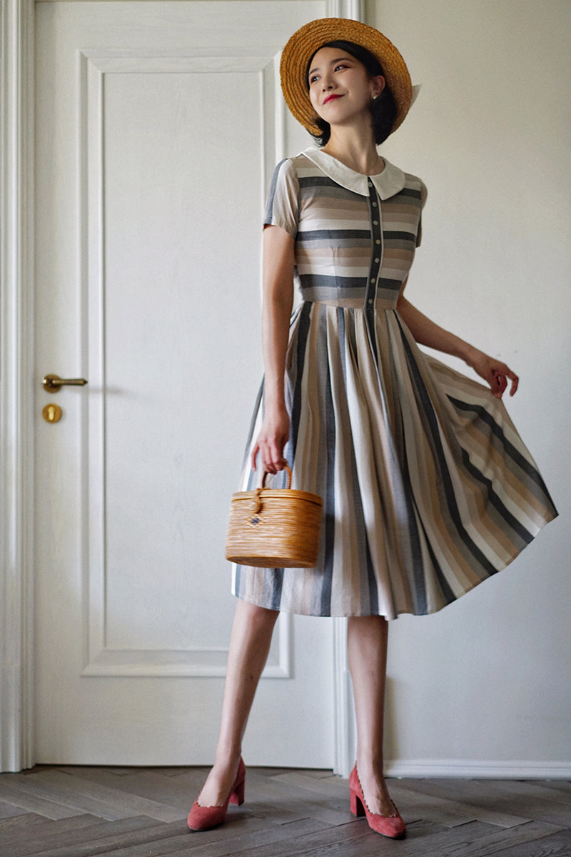 retro striped dress RARE 1950s Vintage Poodle Day Dress With Seersucker Pattern Novelty Print XS/S