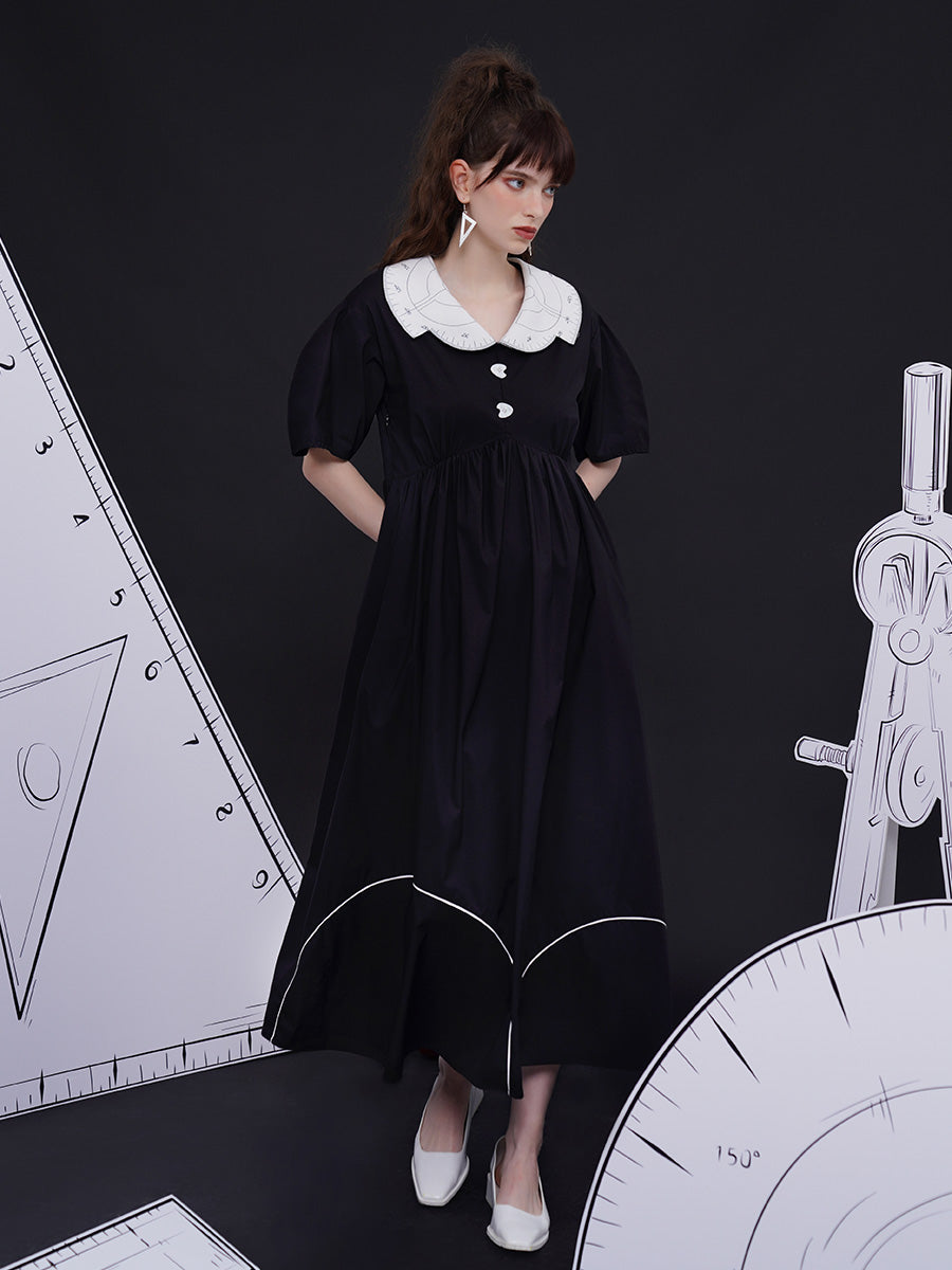 Protractor embroidery collar dress