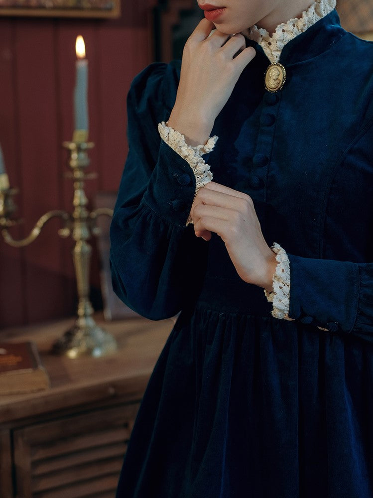 Navy Blue Lady Corduroy Dress remulia Navy Blue Lady Corduroy Dress remulia