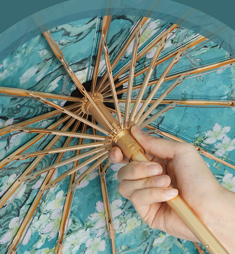 新しい季節 ゴッホの『花咲くアーモンドの木の枝』の折り畳み式日傘 