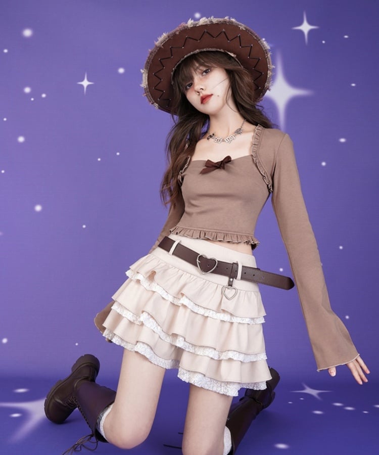 Princess Girl Lace Tiered Miniskirt & Heart Belt – remulia