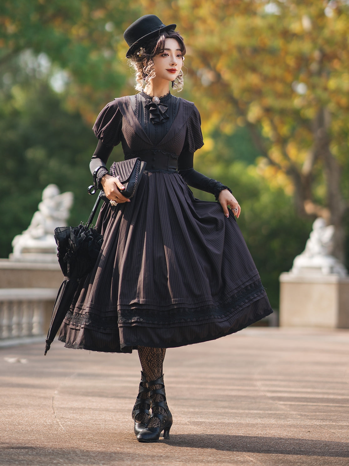 Striped shop victorian dress