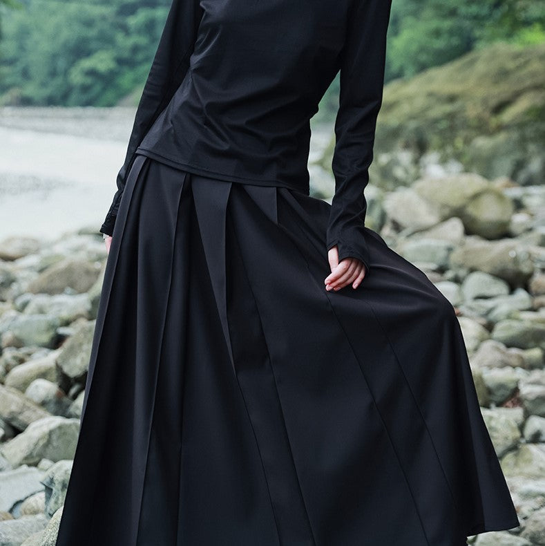 black lady drape pleated skirt – remulia