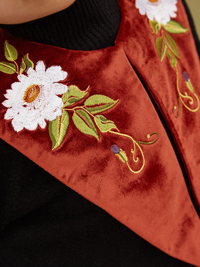宮廷花刺繍の付け襟