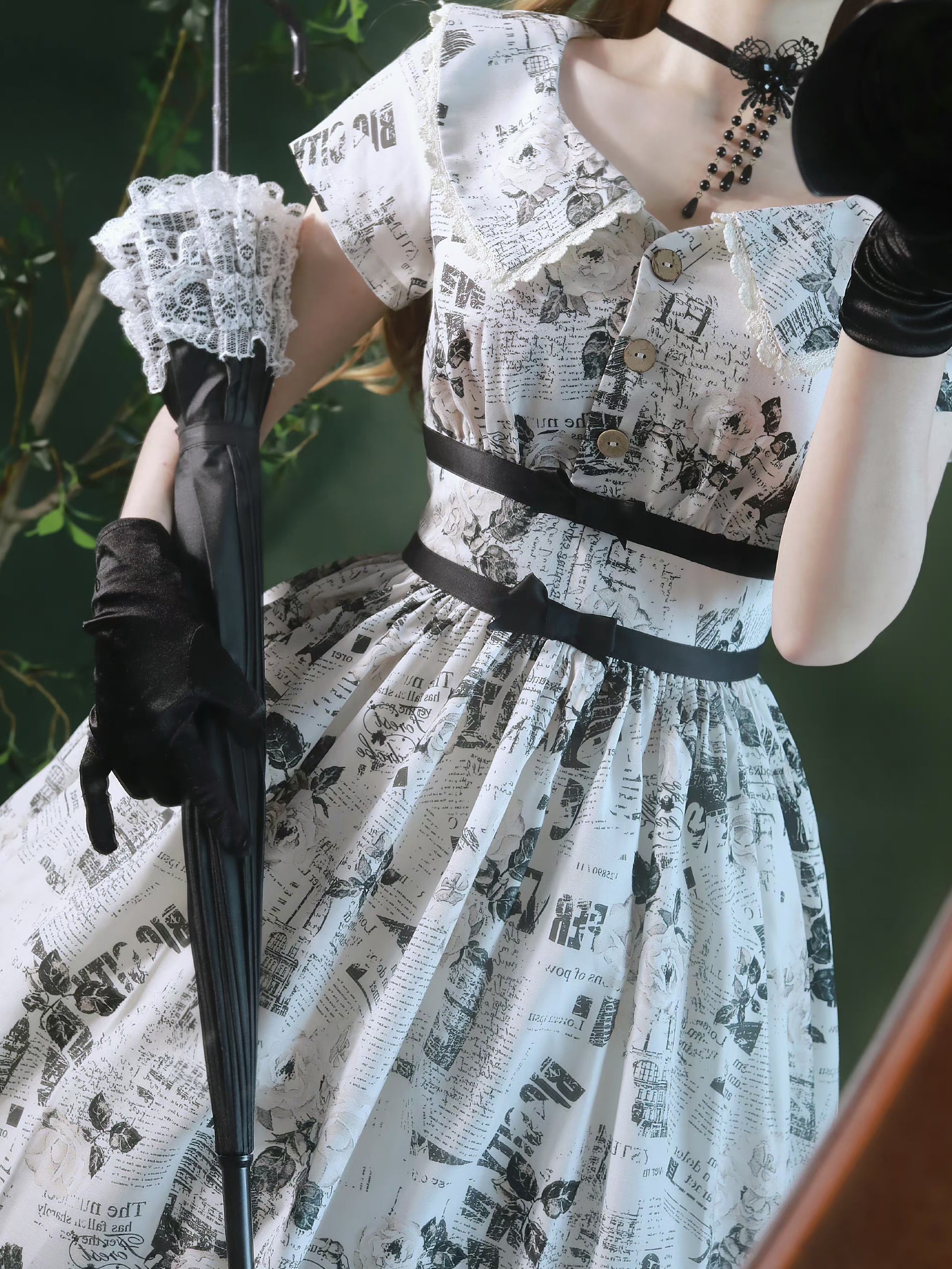 Western newspaper & white rose corset dress remulia Western newspaper & white rose corset dress remulia
