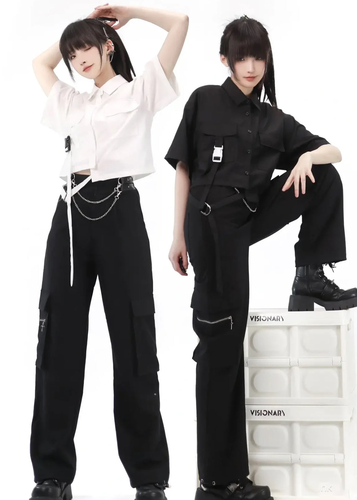 Black and White Work Shirt and Casual Work Pants