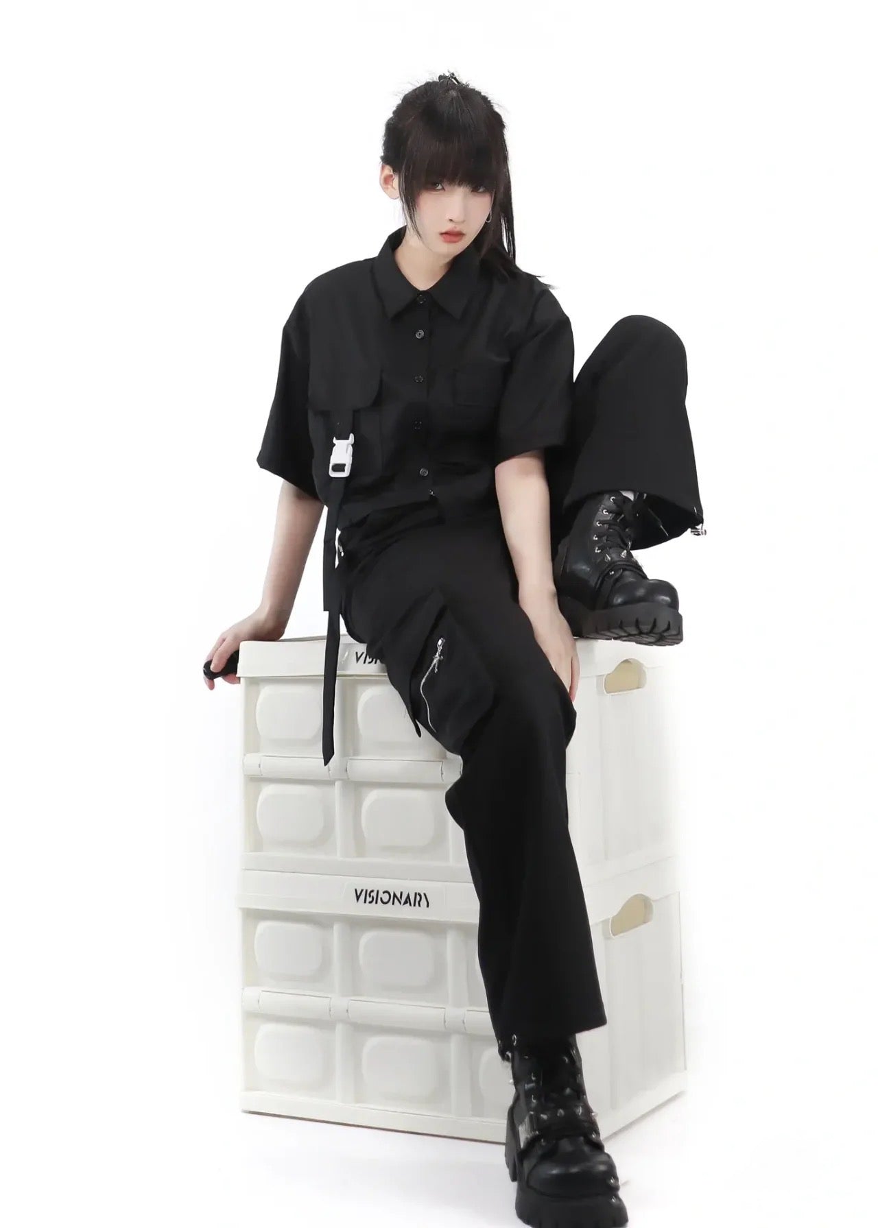 Black and White Work Shirt and Casual Work Pants