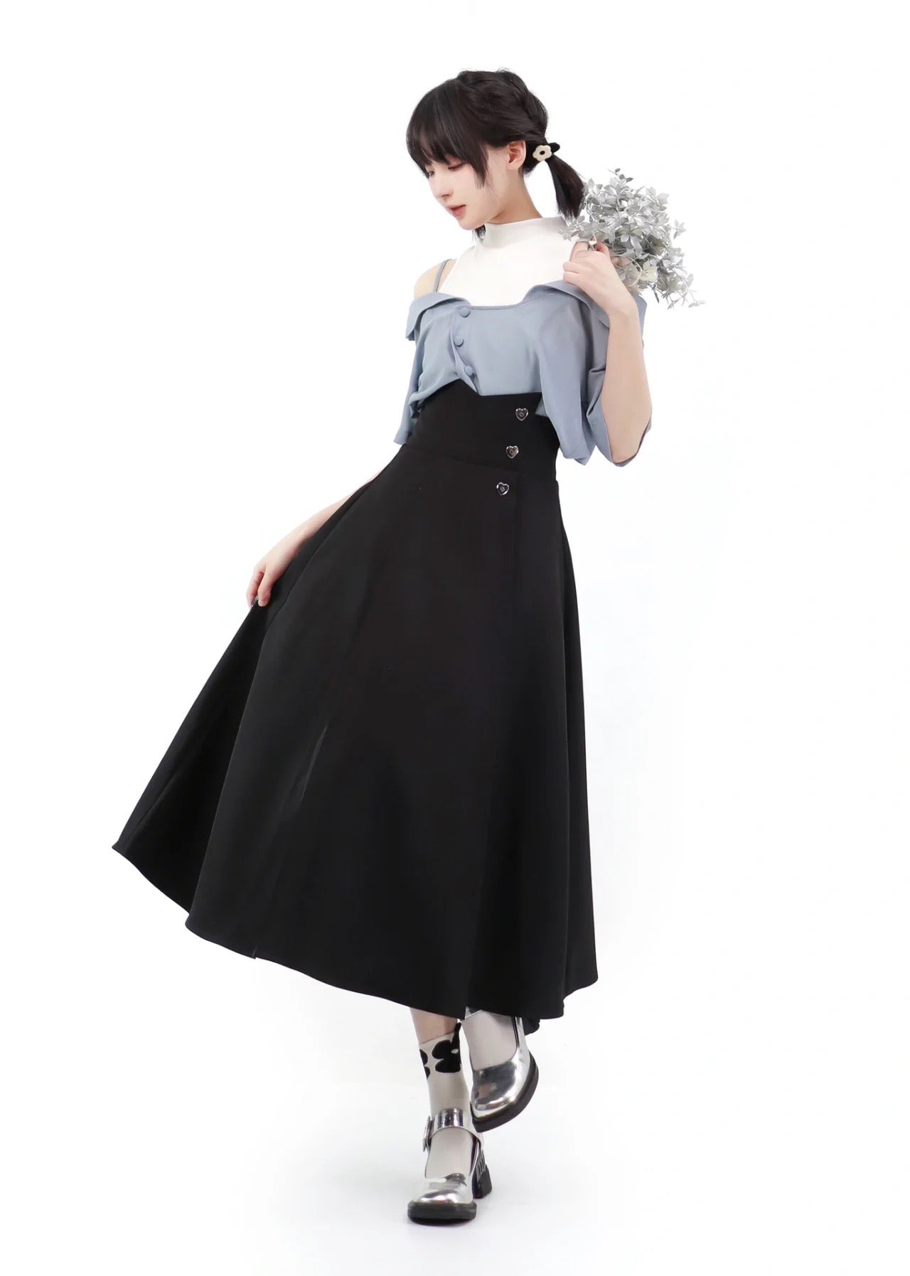 Flower Garden Lady Jumper Skirt & High-Waisted Skirt & Tops