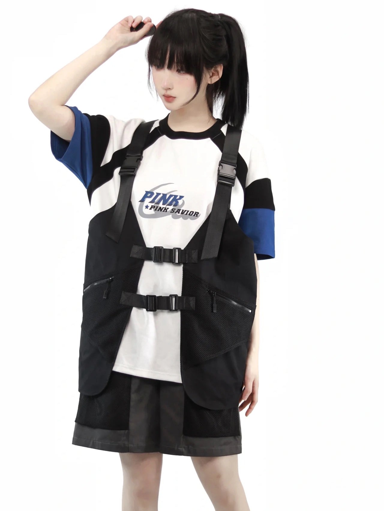 Baseball Girl's Docking Long shirt & Strap dress & T-shirt & Vest & Half  pants