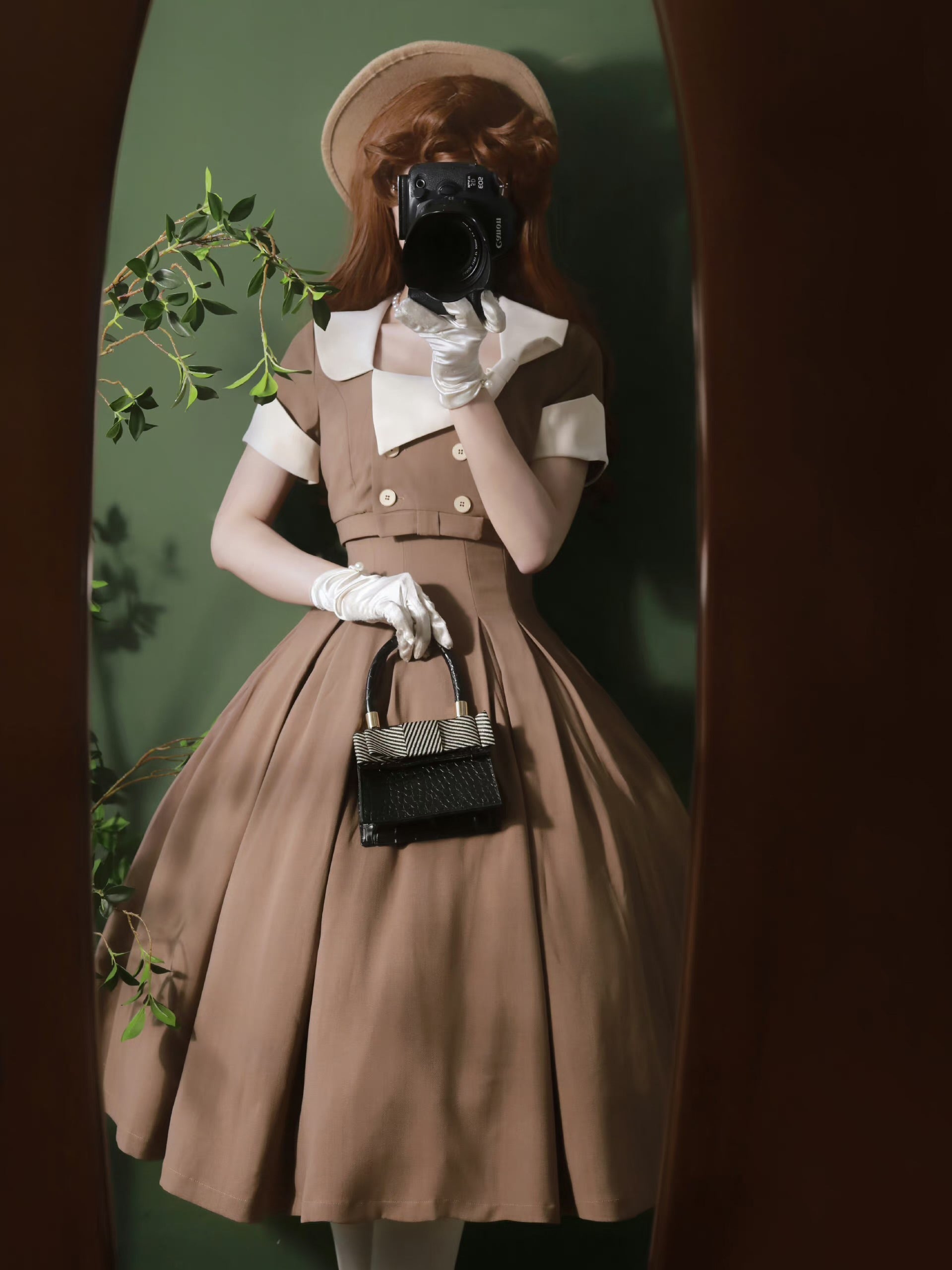 Paris lady's classical dress and short jacket (brown) – remulia