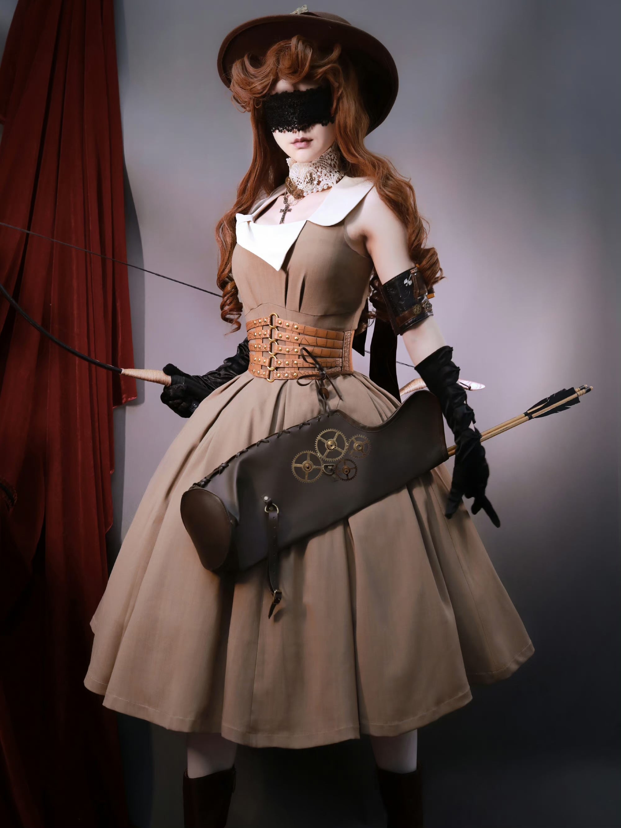 Paris lady's classical dress and short jacket (brown) – remulia