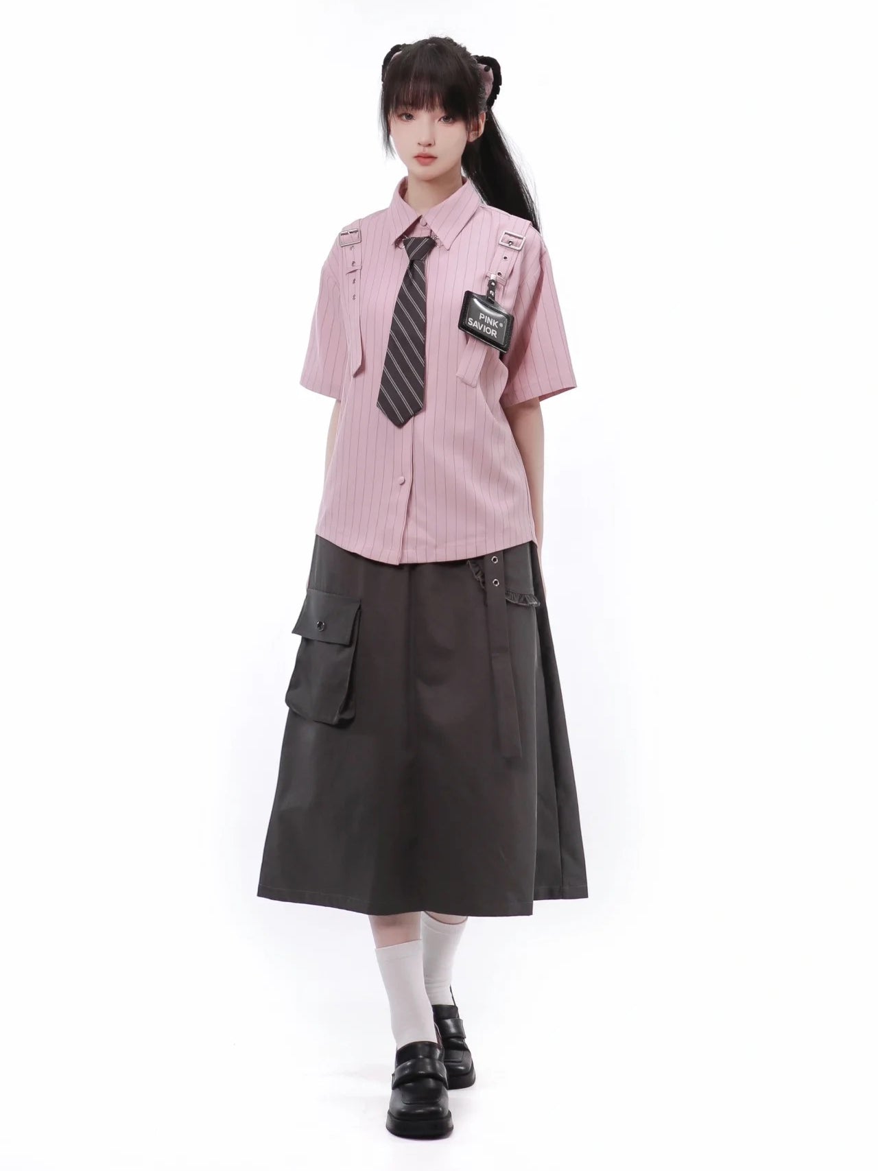 Casual Literary Girl Blouse and Skirt