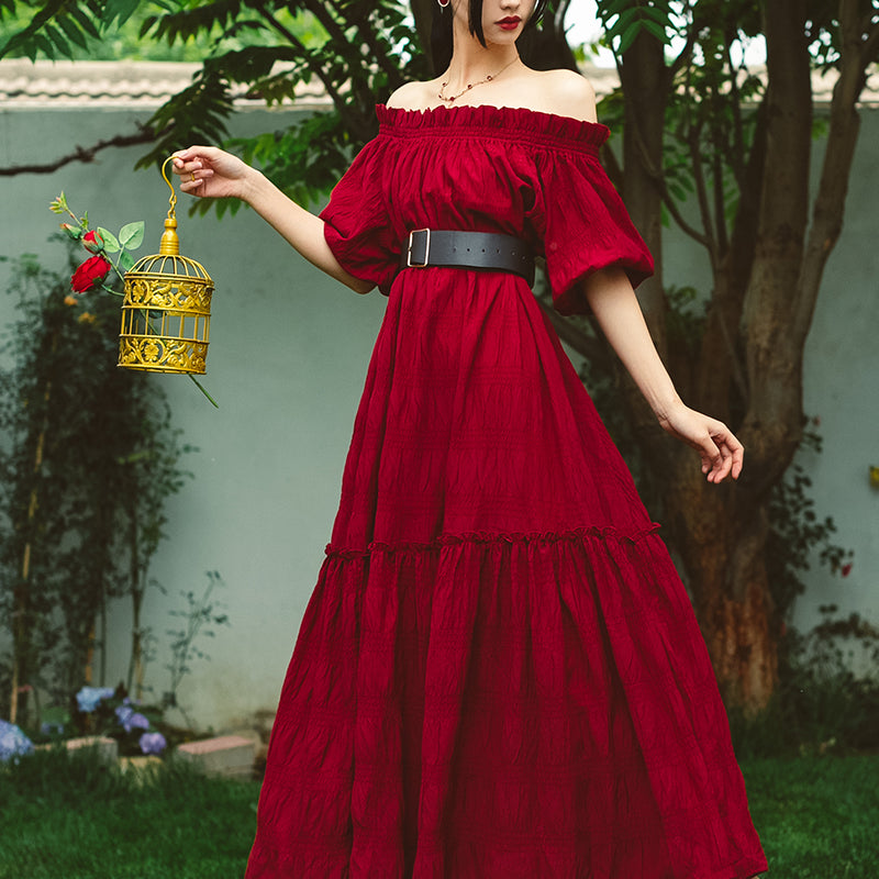 Wine-colored lady's long dress – remulia