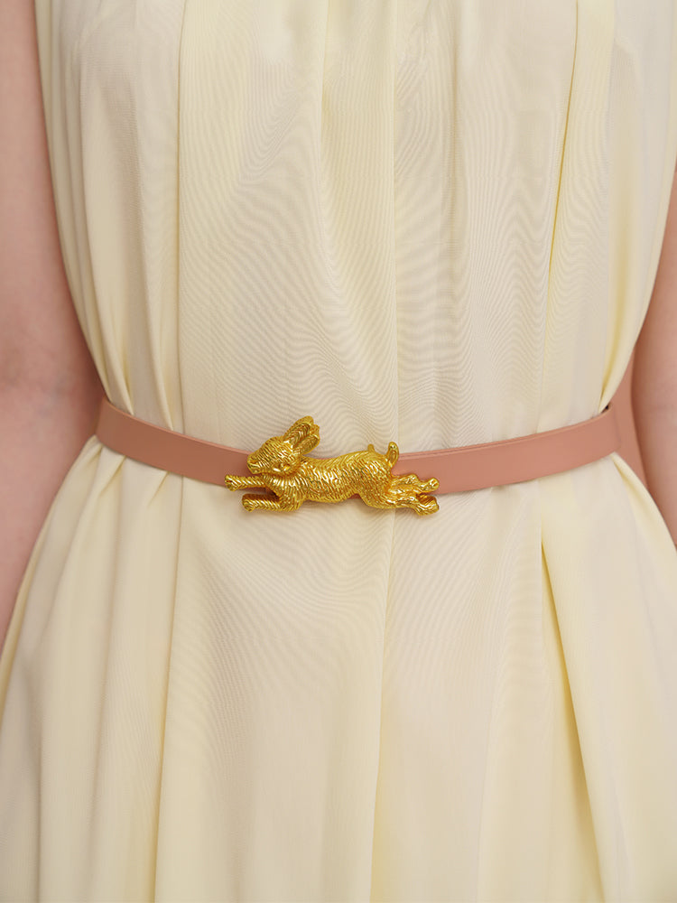 Leather belt with gold rabbit clasp remulia Leather belt with gold rabbit clasp remulia