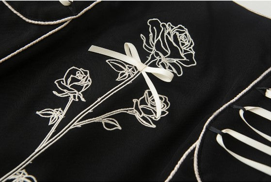 華麗なる結びの薔薇刺繍マーメイドスカート