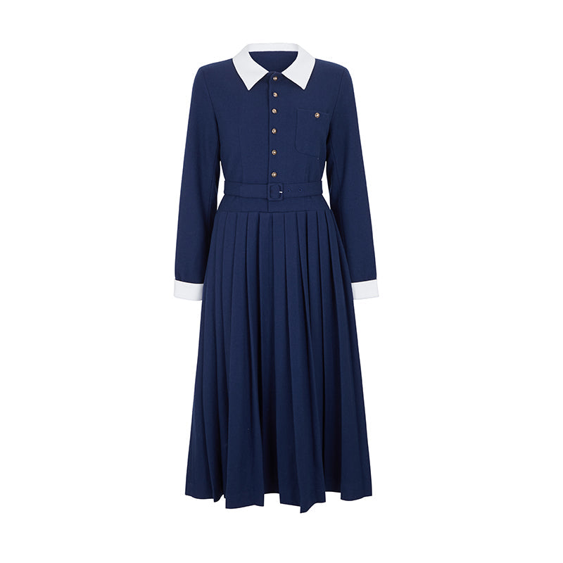 Navy blue classic dress – remulia