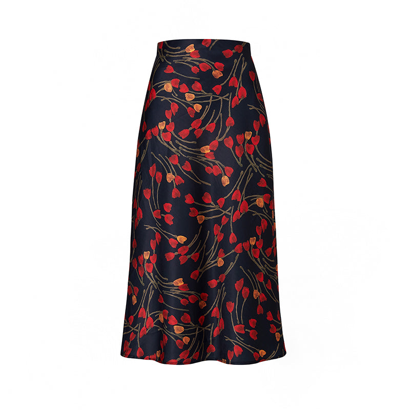 深紅の花模様フレンチスカート